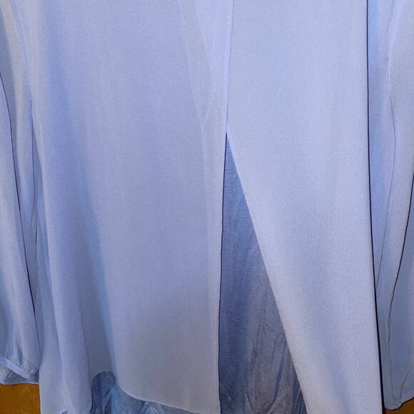Iz Byer Womens Lace Shoulder Long Sleeve Blouse L Light Blue - Picture 6 of 6
